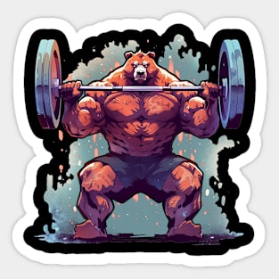 brown bear at gym Sticker